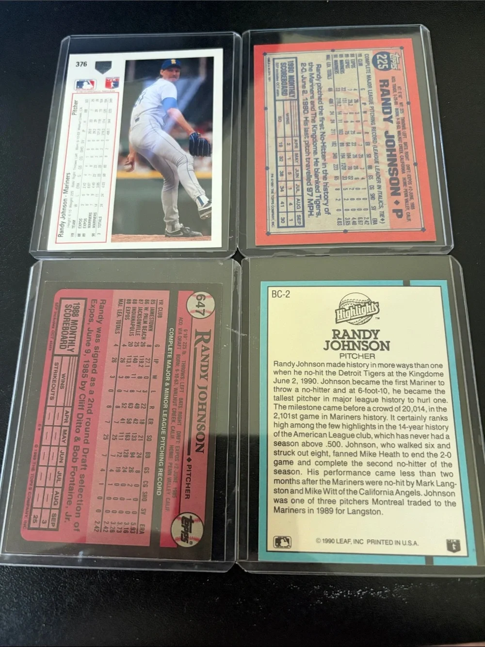 Randy Johnson Baseball Card Lot - Set of 4